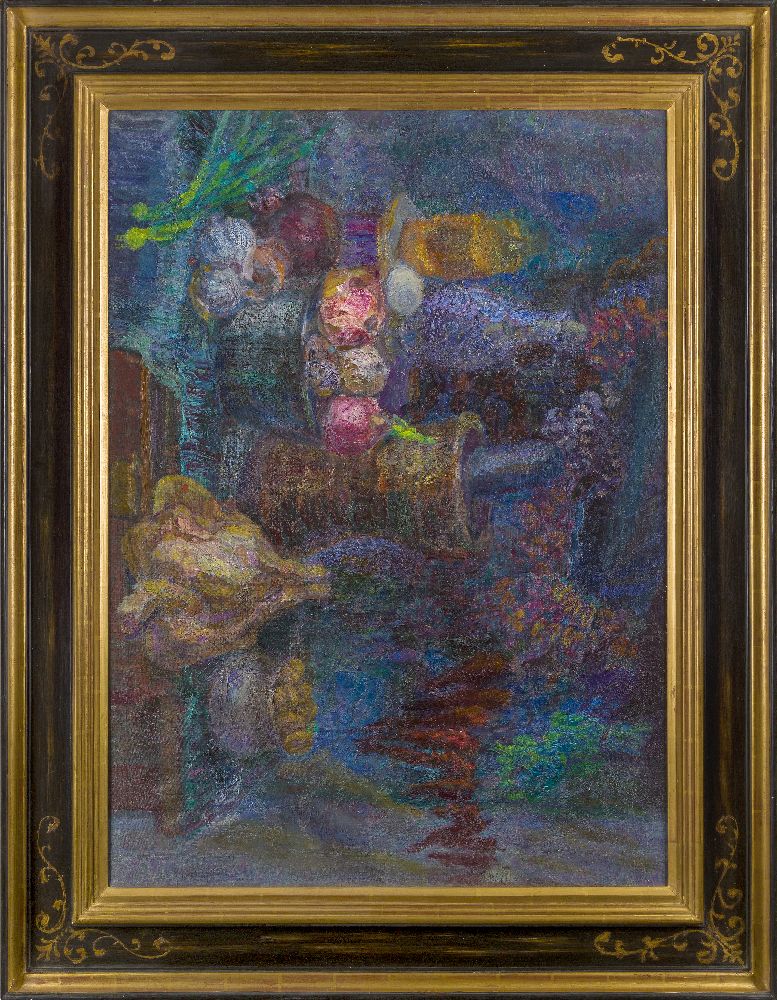 Noe Nesterovich Gedenidze, Russian 1914-2002- Still life for Satsivi, 1976; oil on canvas, inscribed - Image 4 of 4