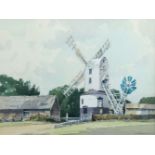 Stanley Orchart, British 1920-2005- Saxtead Green Windmill, Suffolk; watercolour, signed and dated