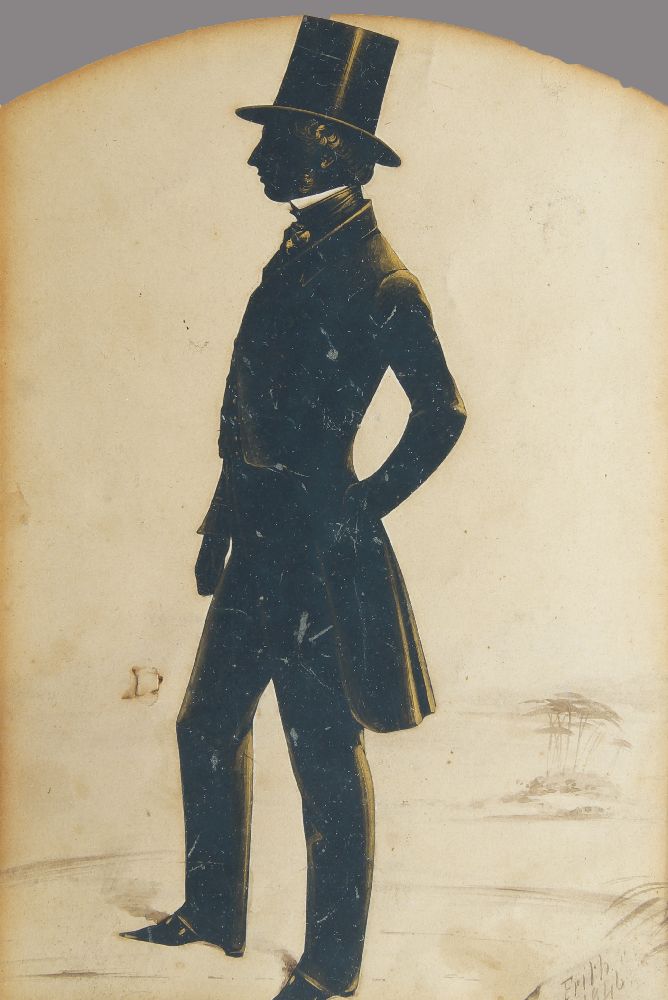 Frederick Frith, British 1819-1871- Silhouette portrait of John Lendrum of Aberdeen, standing full-