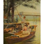 Frederick Holmes, British exh 1924-1937- An afternoon punting; oil on canvas, signed and dated 1928,