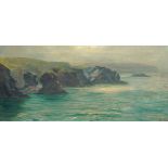 British School, early 20th century- Coastal scene; oil on canvas, signed with initials EML, 25.