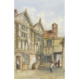 Follower of Samuel Prout, British 1783-1852- Continental street scene; pencil and watercolour on