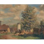 Scottish School, early/mid 20th century- Farmyard scene; oil on canvas, 51x63.5cm Please refer to