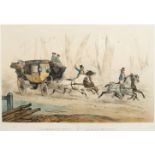 After Victor Adam, French 1801-1866- Post Chaise with 5 horses: Stage Coach: Post Chaise; hand-