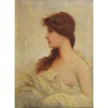 Emile M Pissis, American 1854-1934- Portrait of a woman in profile; oil on canvas, signed, 38.5x30cm