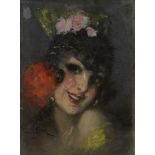 Marcel Bloch, French 1882-1966- La Gitane; oil on board, signed, titled on the reverse, 23.2x17.