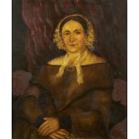 British School, early/mid 19th century- Portrait of a lady; Oil on canvas, bears label for Geo.