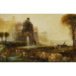 After Joseph Mallord William Turner RA, British 1775-1851- Caligula's Palace with Bridge; oil on