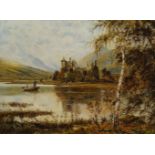 Theodore Hines, British act.1876-1889- Kilchurn Castle, Loch Awe; oil on canvas, signed, bears