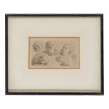 Georg Friedrich Schmidt, German 1712-1775- The heads of five putti; engraving, signed and dated 1767