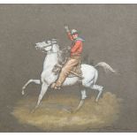 John Alexander Harrington Bird, British 1846-1936- Study of an American cowboy on a horse; gouache