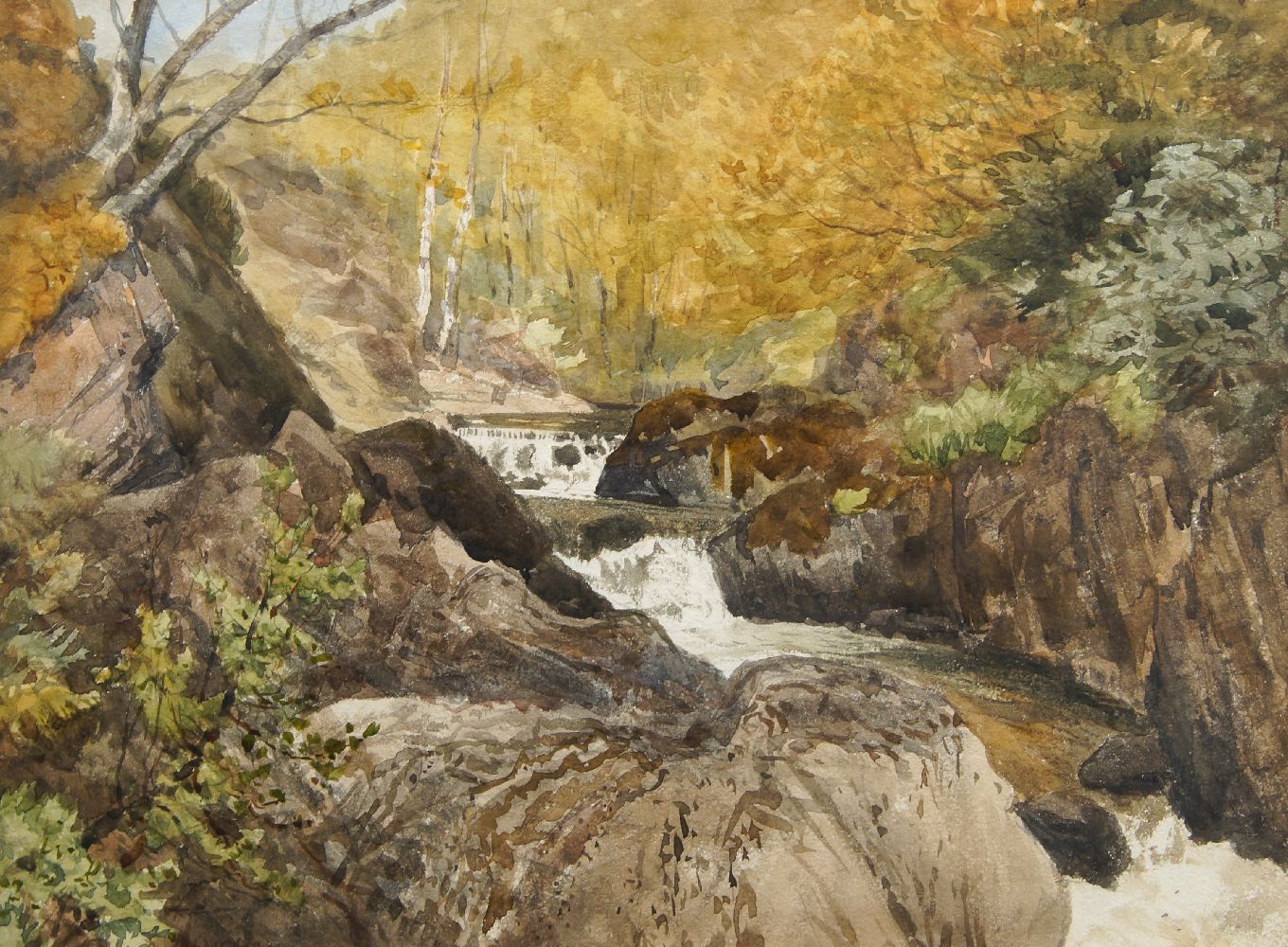 Walter Erasmus Ellis, British 1849-1914- Autumn Tints, Vale of Ffestiniog, N Wales; watercolour,