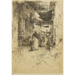 Marius Bauer, Dutch 1867-1932- Roofed street in Cairo; drypoint etching, signed in pencil and in the