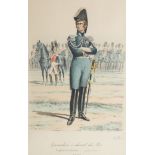 Eugène Titeux, French 1838-1904- Gardes-du-Corps du Roi; hand-coloured lithographs, sixteen, ea.