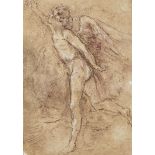 Venetian School, 17th century- Study of an Angel; brown chalk heightened with white on laid paper,