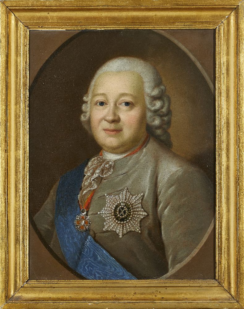 Fedor Stepanovich Rokotov, Russian 1735-1808- Portrait of Count Nikita Ivanovich Panin; oil on - Bild 2 aus 3