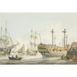 Samuel Atkins, British 1760-1808- High water at Deptford; Low water at Deptford; each pencil, pen