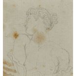 George Frederic Watts OM RA, British 1817-1904- Study for Clytie; pencil on paper, 5.2 x 4.8 cm., (