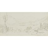 Hugh William (Grecian) Williams, Scottish 1773-1829- Llyn Dinas, Moel Hebog; pencil and pen and