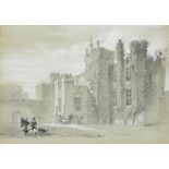 British School, mid-19th century- Wilton Castle, Durham; pencil heightened with white on grey paper,