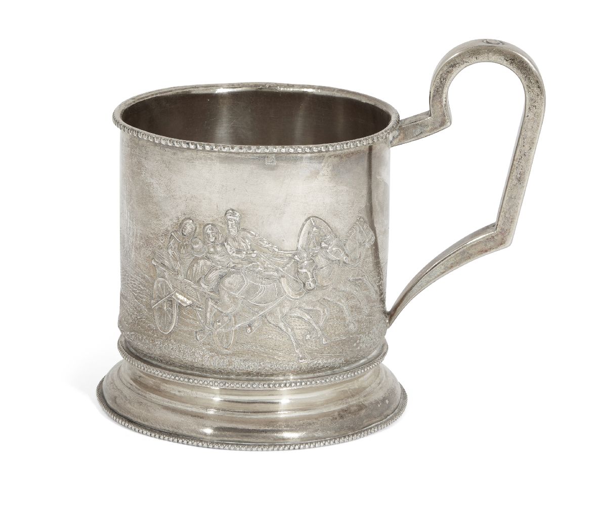 A 19th century Russian silver cup holder, Moscow, c.1879, assay master Ilya Kuzmin, maker's mark