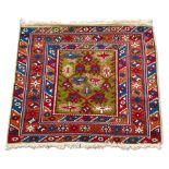 A Senha Hamadan Malayer rug, late 20th century, the green field with geometric hooked motif enclosed