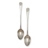 A pair of George III silver basting spoons, London, c.1793, with marks for Peter and Ann Bateman