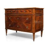 A North Italian walnut and rosewood crossbanded commode, late 18th century, the rectangular top