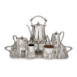 A matched Victorian silver six-piece tea set, London, c.1883, Charles Boyton and Sheffield, c.1877