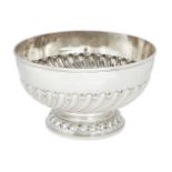 A Victorian silver rose bowl, London, c.1894, Goldsmiths & Silversmiths Co., the part-fluted