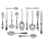 A set of 999 Dutch silver flatware by MJ Gerritsen, Zeist, c.1982, comprising nine each: table