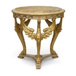 A French Empire style white painted and parcel gilt gueridon, late 20th century, with circular