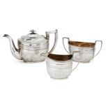 A George III Scottish silver three-piece tea set, Edinburgh, c.1808, probably William Auld, of