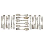 A part-canteen of Victorian silver King's pattern flatware, London, c.1845, Samuel Hayne & Dudley