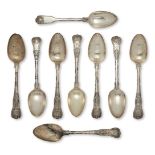 A set of six Victorian Queen's pattern tablespoons, London c.1845, Samuel Hayne & Dudley Cater,