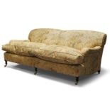 George Smith, a three seat sofa, late 20th century, upholstered in beige floral pattern fabric, with