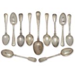 A Danish silver serving spoon, Copenhagen, c.1869, assay master Simon Groth, with reeded handle to