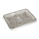 An Edwardian silver tray, Birmingham, c.1902, Thomas Latham & Ernest Morton, of rectangular form,