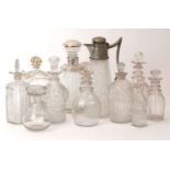 A large group of assorted decanters, 19th/20th century, to include various shapes and designs; a