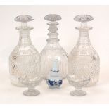 A collection of glassware, 20th century, to include a pair of cut glass decanters of baluster