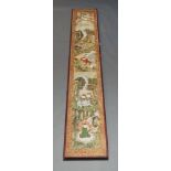 A decorative Chinese school panel, 20th century, hand painted on paper laid down on board, depicting