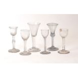 A group of six English drinking glasses, mid 18th-19th century, comprising: two double opaque