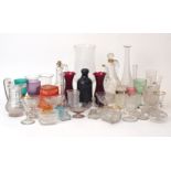 A large assorted group of glassware, 19th/20th century, to include: cranberry, green and various