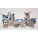 A group of British ceramics, 19th Century, to include two Staffordshire pastille burners in the form