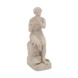 After R. Monti, a Victorian Copeland Parian figure of a boy playing a flute, 34cm high Please