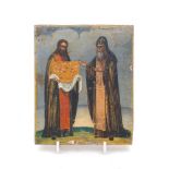 A Russian icon depicting Anthony of Pechersky and Theodosius of the Caves, 19th Century, depicted