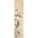 A collection of 19th century Japanese and Chinese scrolls, to include mountain scene; a miniature