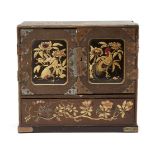 A Japanese table top shodana cabinet, Meiji period, comprised of one large base drawer, and six