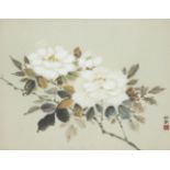 CHENG WU-FEI (Chinese, 1911-2000), ink and colour on paper, study of white camellias, with