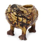 A Chinese Shiwan pottery Jin Chan modelled vase, late 19th century, the three-legged toad covered in